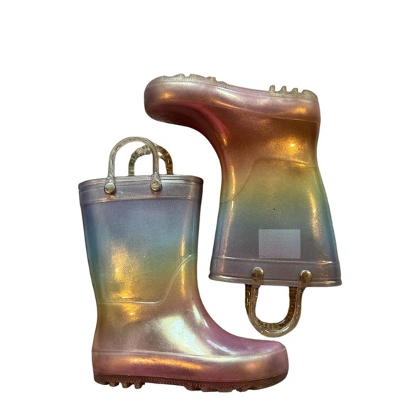 Girls rainboots rainbow rainboots Iridescent Glitter Rain Boots size 6 - Picture 1 of 12